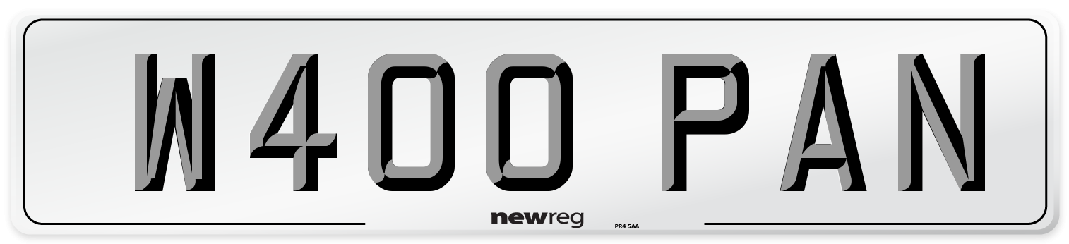 W400 PAN Number Plate from New Reg